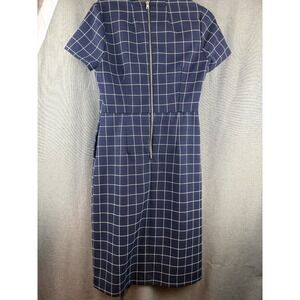 SweetSalt Navy Blue White Check Dress Size S Work Office‎ Modest Classy Pencil